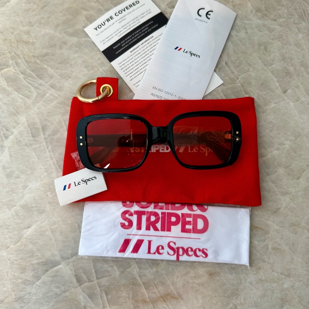 Le Specs Black Frame with Red Lenses Sunglasses